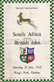 South Africa v British Isles 1962 rugby  Programmes